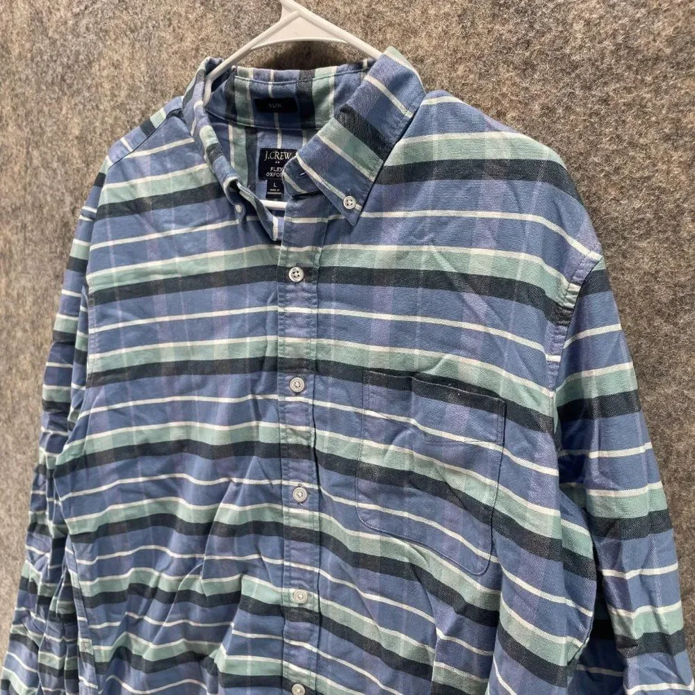 J Crew Shirt Men Large Adult Casual Blue Button Up Long Sleeve Outdoors Collared - Picture 4 of 11